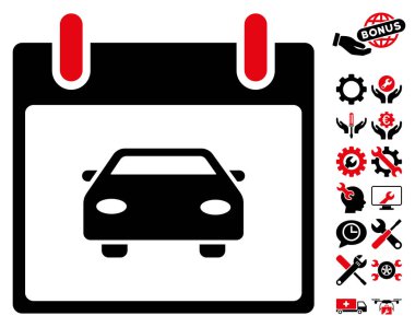 Bonus ile araba takvim gün vektör simgesi