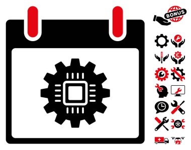 Bonus ile çip dişli takvim gün vektör simgesi