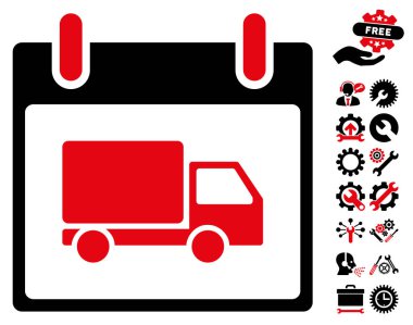 Bonus ile teslim araba takvim gün vektör simgesi