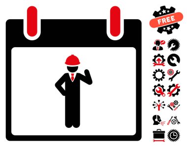 Bonus ile mühendis takvim gün vektör simgesi