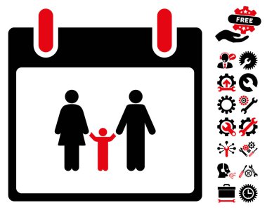 Bonus ile aile takvimi gün vektör simgesi