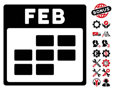 Bonus ile Şubat takvim kılavuz vektör simgesi