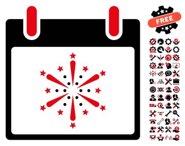 Bonus ile havai fişek patlama takvim gün vektör simgesi