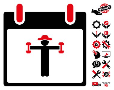 Bonus ile fitness takvim gün vektör simgesi