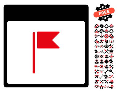 Bayrak Bonus ile sayfa vektör simge takvim