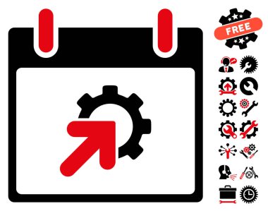 Bonus ile dişli Tümleştirme takvim gün vektör simgesi