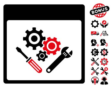 Vites araçlar ile Bonus sayfa vektör simge takvim