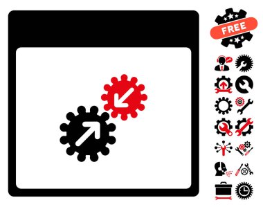 Gears entegrasyonu takvim sayfası vektör simge Bonus ile