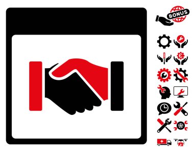 Bonus ile el sıkışma takvim sayfası vektör simgesi