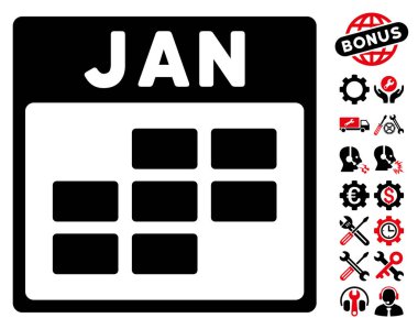 Bonus ile Ocak takvim kılavuz vektör simgesi