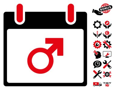 Bonus ile Mars erkek sembol takvim gün vektör simgesi