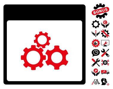 Mekanik vites ile Bonus sayfa vektör simge takvim