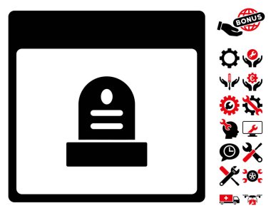 Anıt mezar taşı takvim sayfası vektör simge Bonus ile