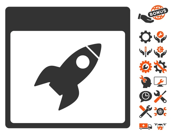 Rocket Calendar Page Vector Icon With Bonus — Stock Vector