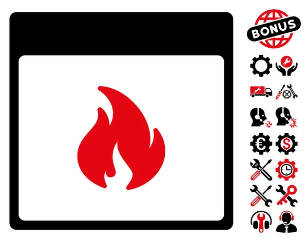 Fire Calendar Page Vector Icon With Bonus — Stock Vector