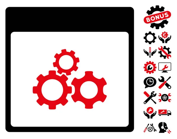 力学歯車カレンダー ボーナス ページ ベクトル アイコン — ストックベクタ