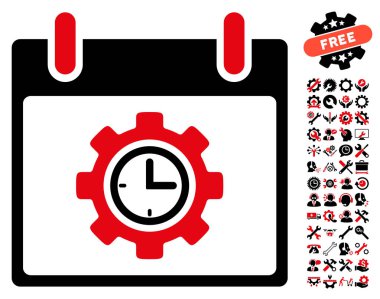 Bonus ile zaman dişli takvim gün vektör simgesi