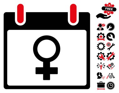 Bonus ile Venüs kadın sembol takvim gün vektör simgesi