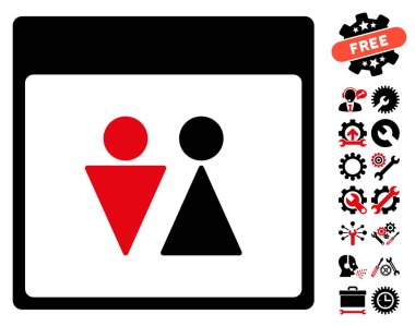 WC kişi ile Bonus sayfa vektör simge takvim