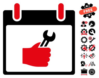 İngiliz anahtarı hizmet el takvim gün vektör simgesi Bonus ile