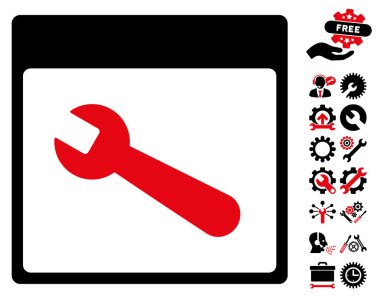 İngiliz anahtarı aracı takvim sayfası vektör simgesi Bonus ile