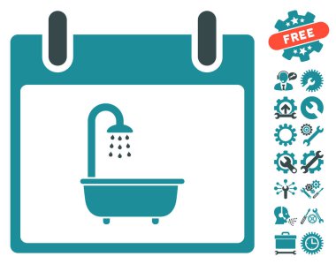 Bonus ile banyo takvim gün vektör simgesi