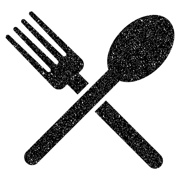 Vidlička a lžíce zrnité textury ikona — Stockový vektor