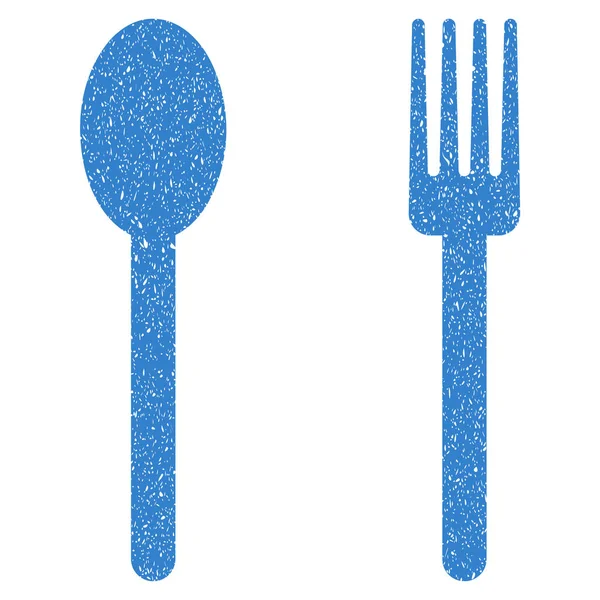 Fork And Spoon Grainy Texture Icon — Stock Vector