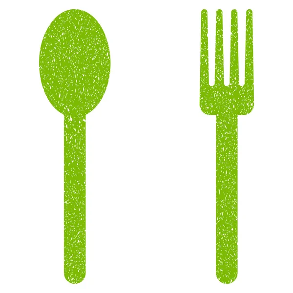 Tenedor y cuchara Grainy Texture Icono — Vector de stock