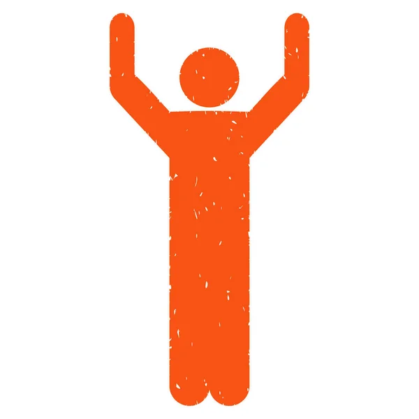 Hands Up Pose Grainy Texture Icon — Stock Vector