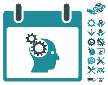 Bonus ile beyin Gears takvim gün vektör simgesi