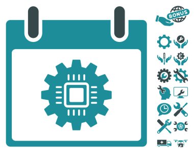 Bonus ile çip dişli takvim gün vektör simgesi