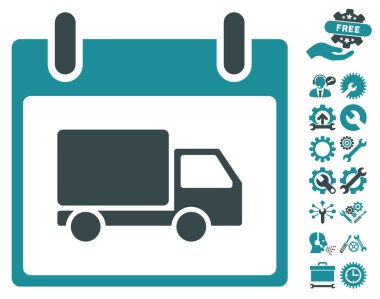 Bonus ile teslim araba takvim gün vektör simgesi