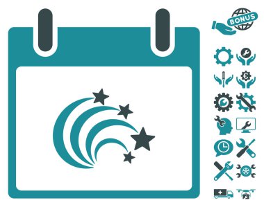 Bonus ile festival Fireworks takvim gün vektör simgesi