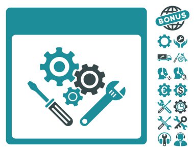 Vites araçlar ile Bonus sayfa vektör simge takvim