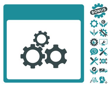 Mekanik vites ile Bonus sayfa vektör simge takvim