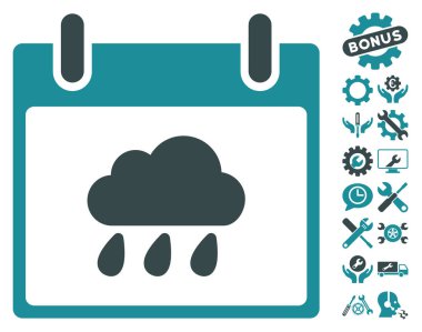 Bonus ile yağmur bulutu takvim gün vektör simgesi