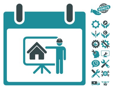 Bonus ile gayrimenkul geliştirici takvim gün vektör simgesi