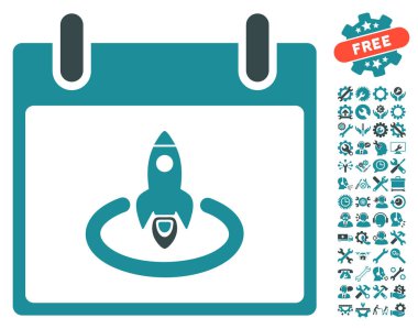 Roket Başlat takvim sayfası vektör simgesi Bonus ile