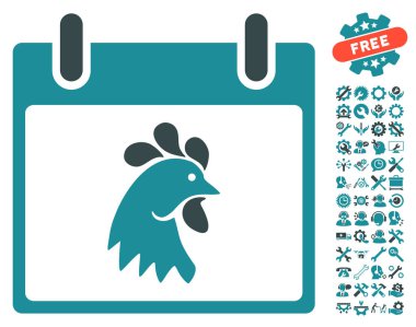 Horoz kafası Bonus ile gün vektör simge takvim