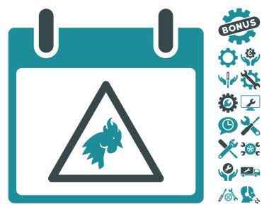 Takvim gün vektör simge Bonus ile uyarı horoz