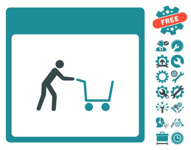 Bonus ile alışveriş sepeti takvim sayfası vektör simgesi