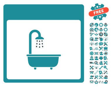 Bonus ile duş takvim sayfası vektör simgesi