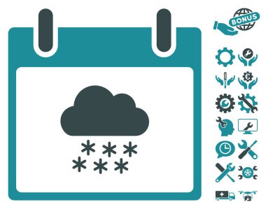 Bonus ile kar bulut takvim gün vektör simgesi