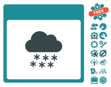 Bonus ile kar bulut takvim sayfası vektör simgesi