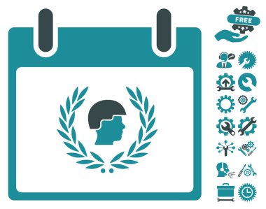 Bonus ile asker defne çelengi takvim gün vektör simgesi