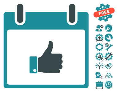 El takvim gün vektör simgesi Bonus ile yukarı başparmak