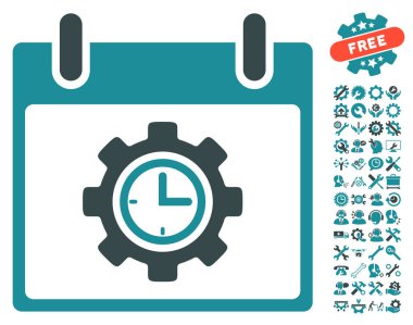 Bonus ile zaman dişli takvim gün vektör simgesi