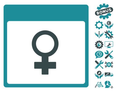 Venüs kadın sembol takvim sayfası vektör simge Bonus ile