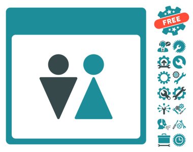 WC kişi ile Bonus sayfa vektör simge takvim